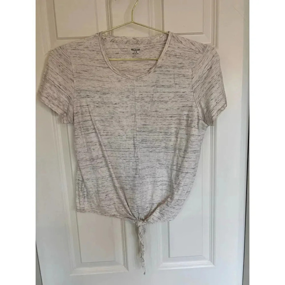 Madewell gray, cream tye crop top tee shirt size medium - Picture 1 of 8